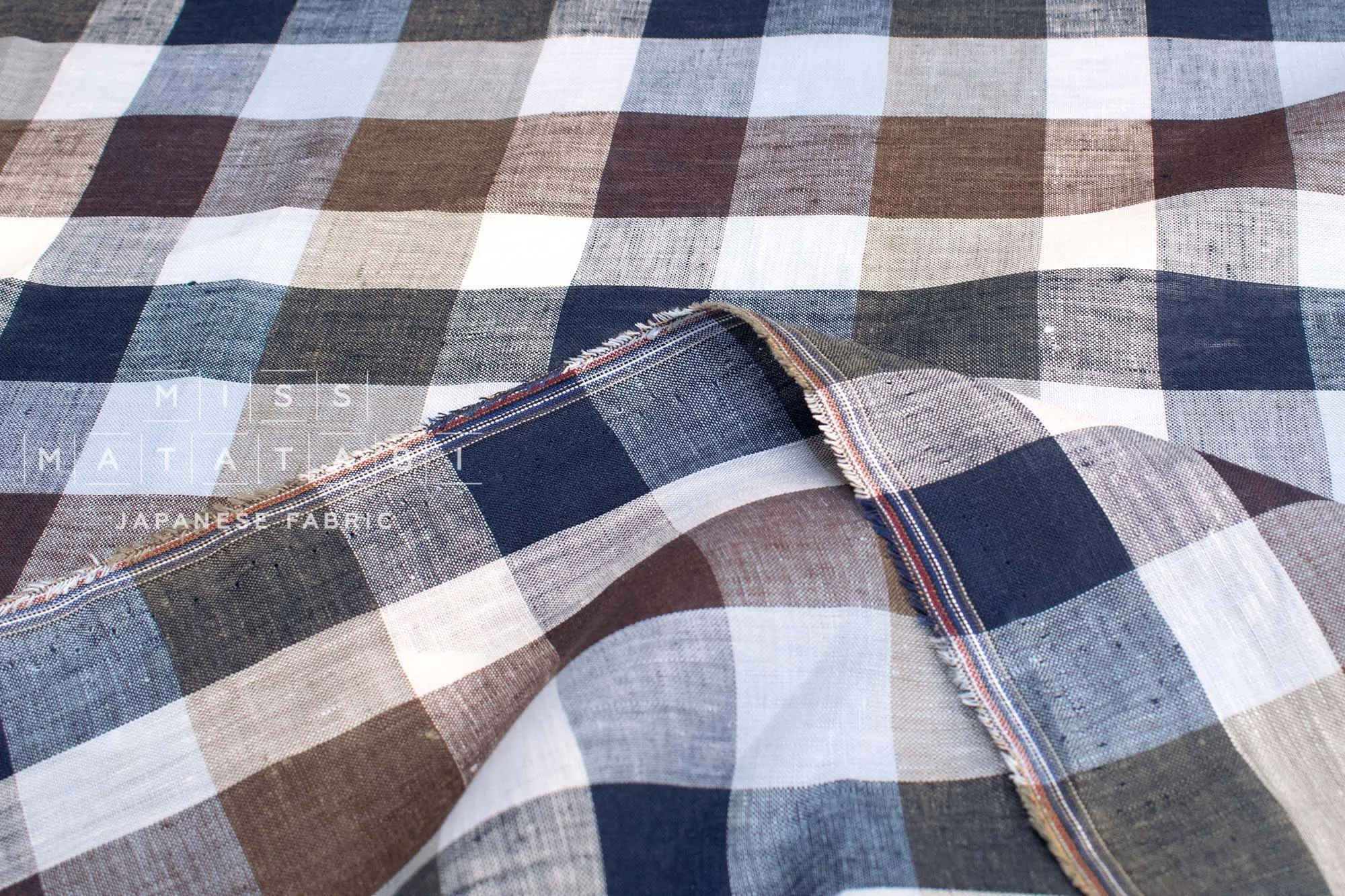 DEADSTOCK 100% Linen Check Plaid - 34