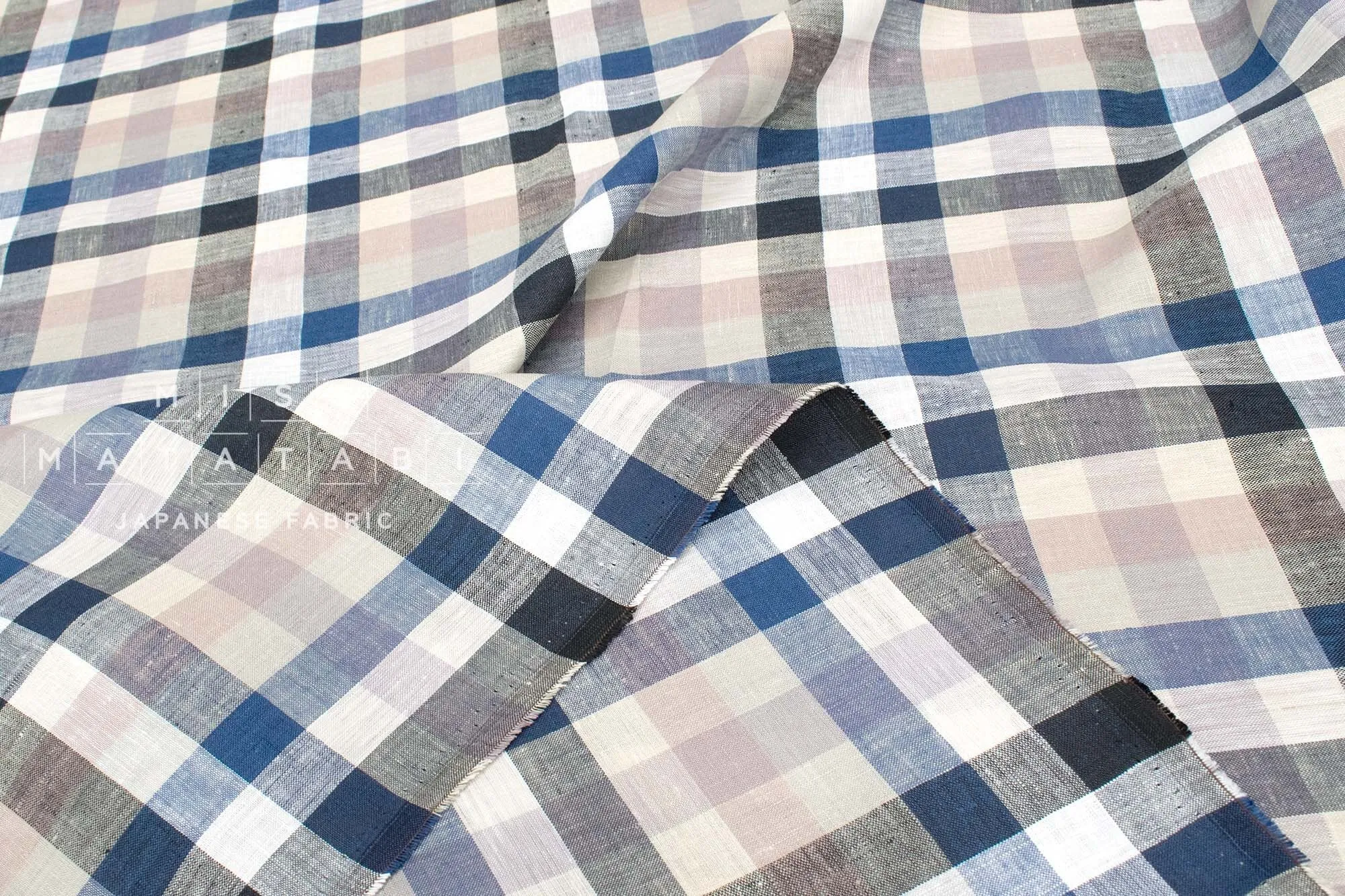 DEADSTOCK 100% Linen Check Plaid - 46