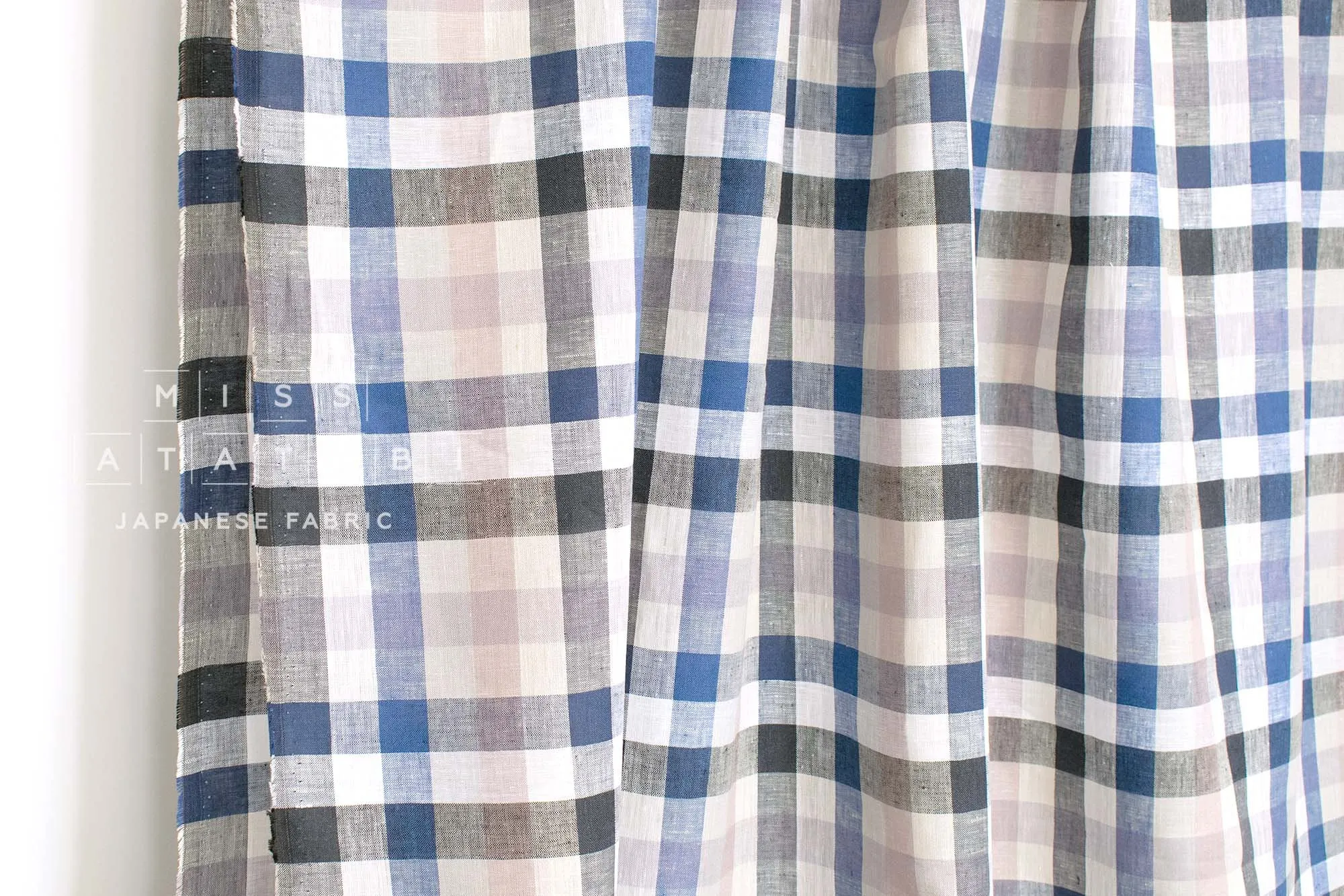 DEADSTOCK 100% Linen Check Plaid - 46