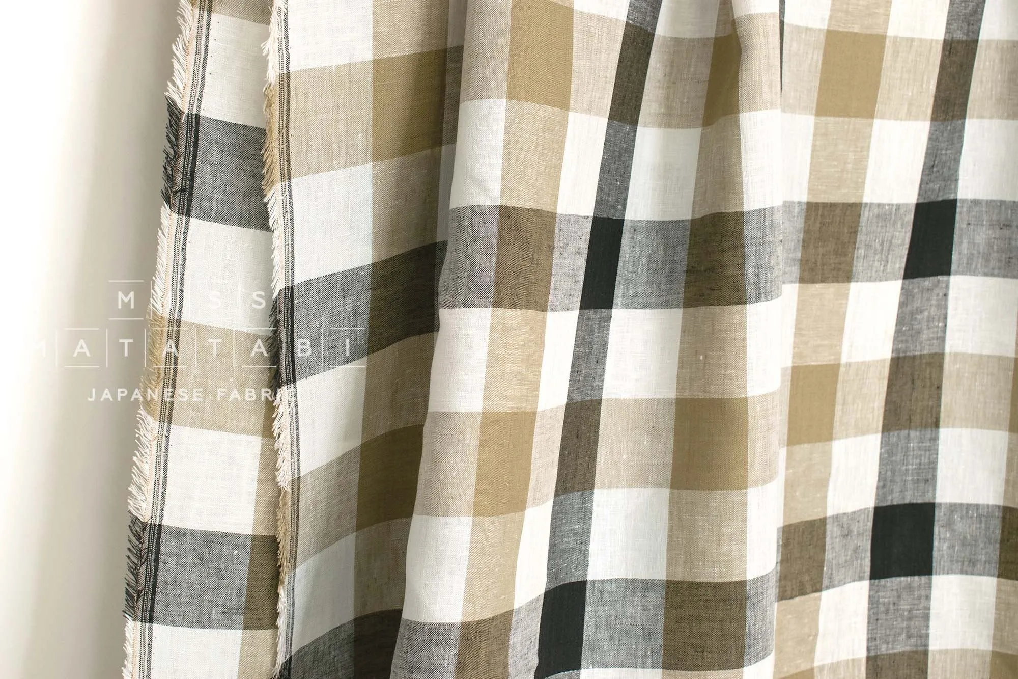 DEADSTOCK 100% Linen Check Plaid - 49