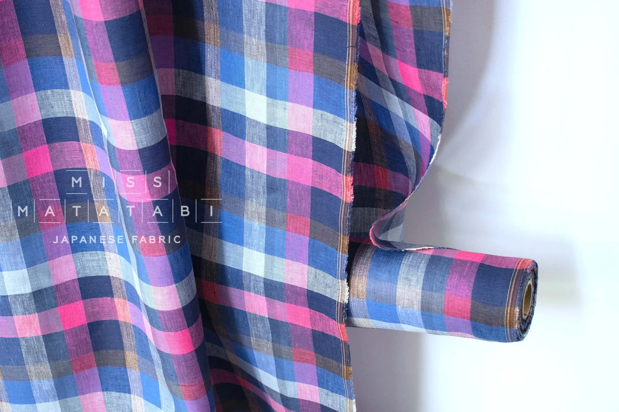 DEADSTOCK 100% Linen Check Plaid - 5