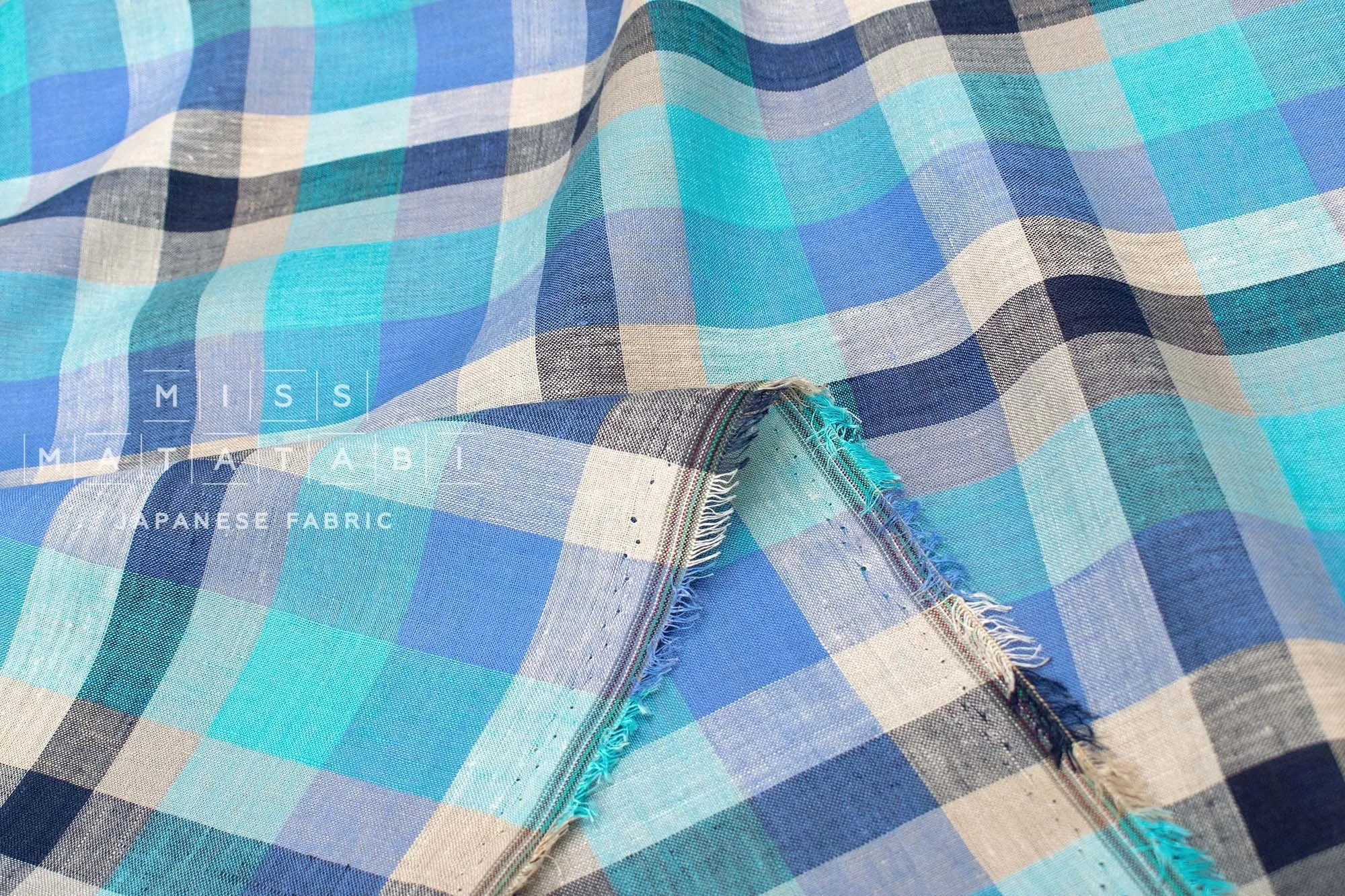 DEADSTOCK 100% Linen Check Plaid - 9