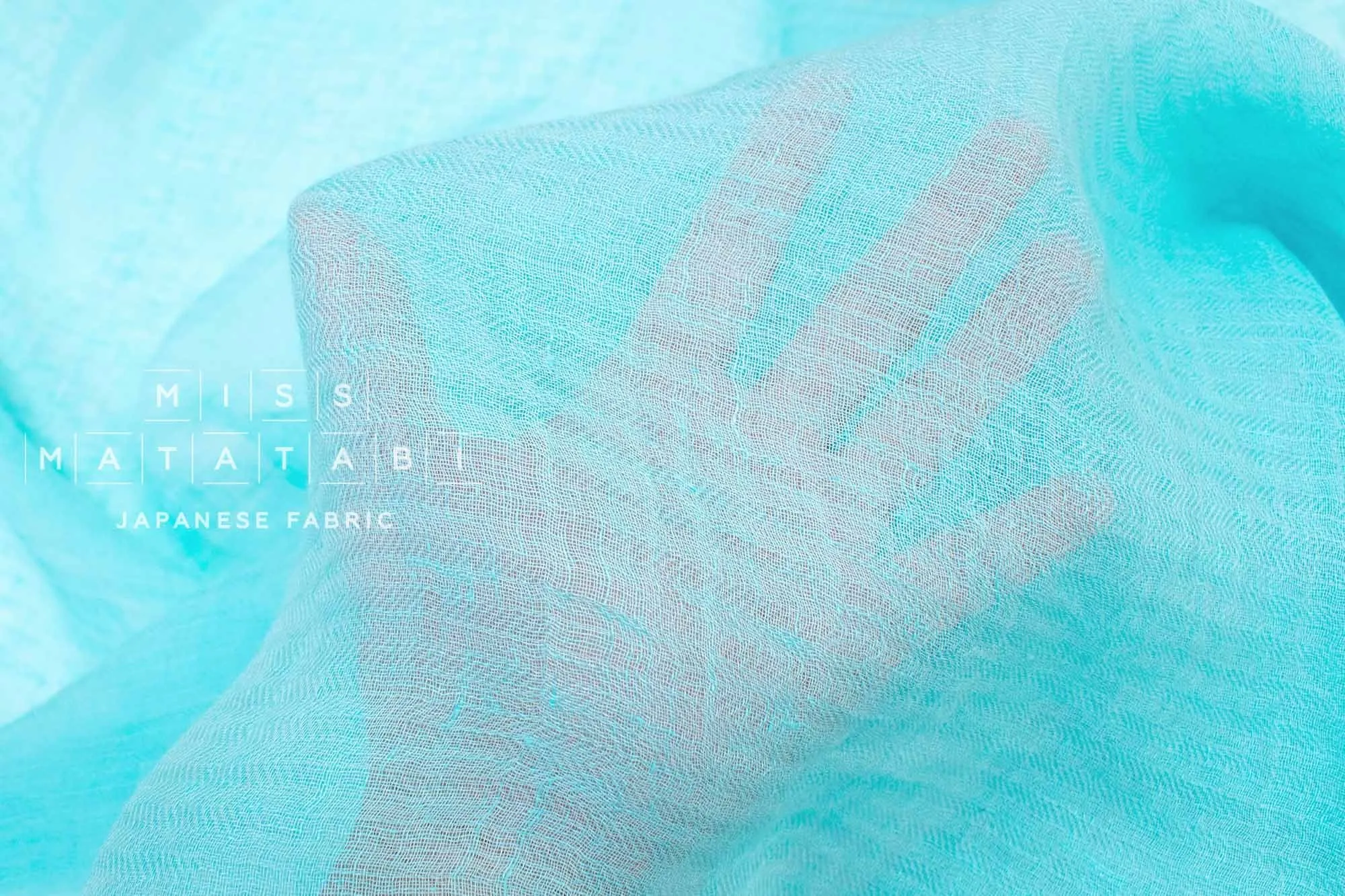 DEADSTOCK Washed Herringbone Linen Voile - bright aqua