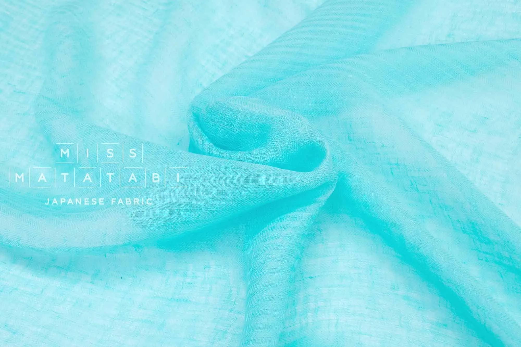 DEADSTOCK Washed Herringbone Linen Voile - bright aqua