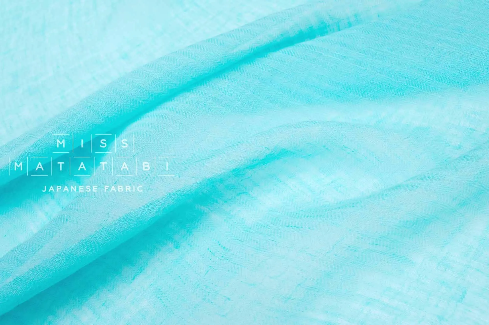 DEADSTOCK Washed Herringbone Linen Voile - bright aqua