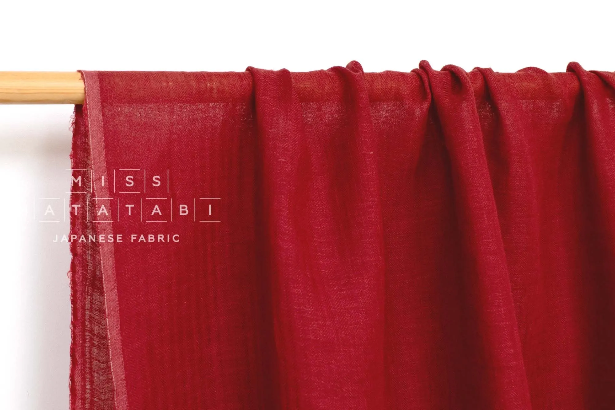 DEADSTOCK Washed Herringbone Linen Voile - red