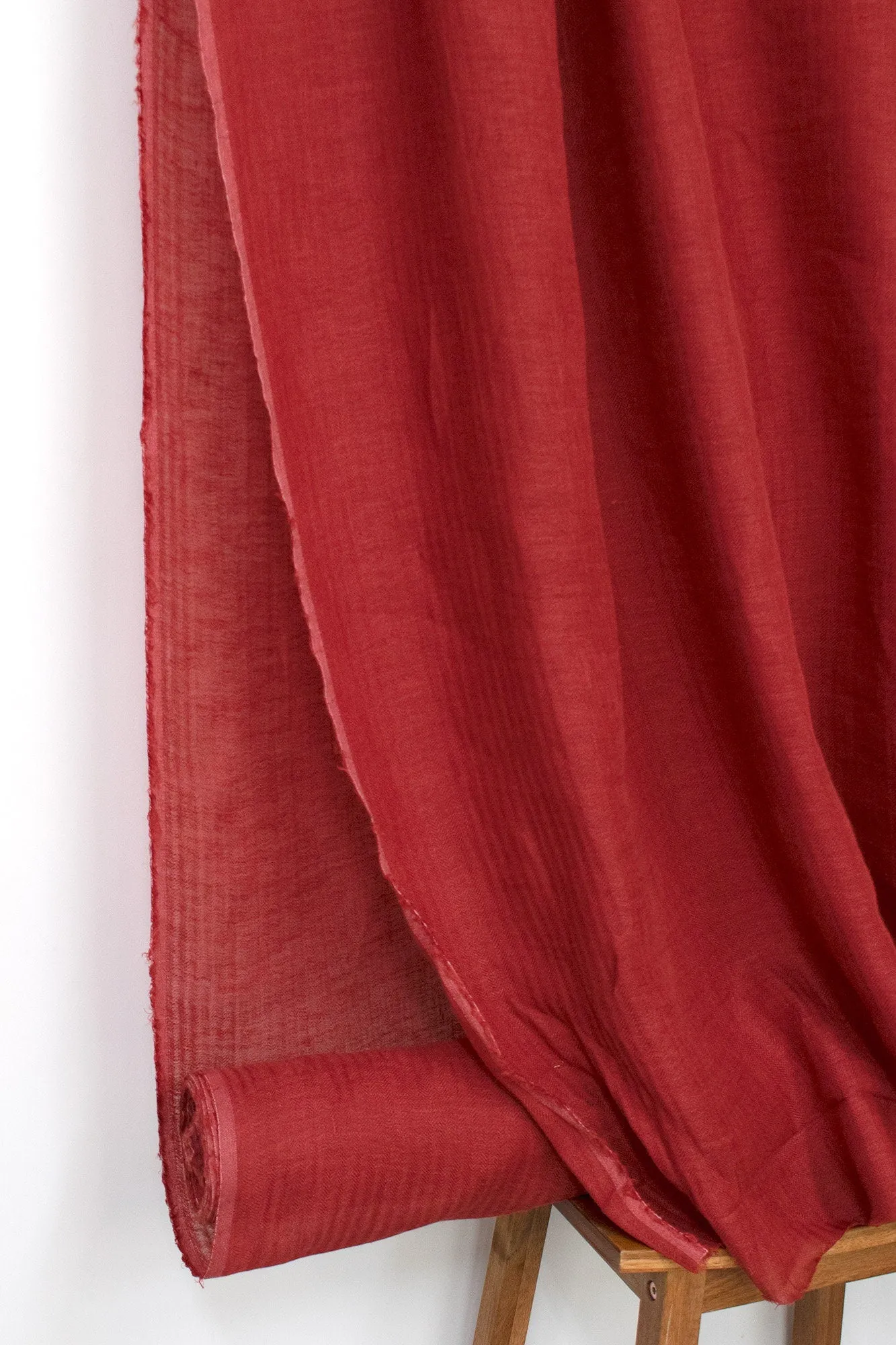 DEADSTOCK Washed Herringbone Linen Voile - red