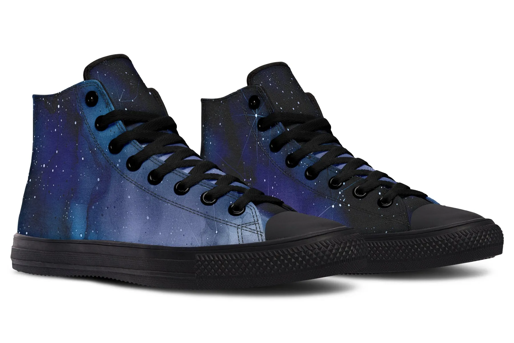 Deep Blue High Tops - Classic Premium Canvas Shoes with Comfortable and Durable Soles