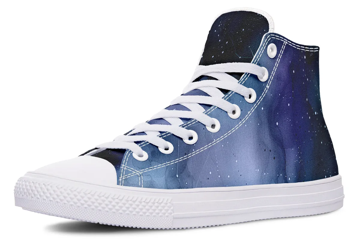 Deep Blue High Tops - Classic Premium Canvas Shoes with Comfortable and Durable Soles