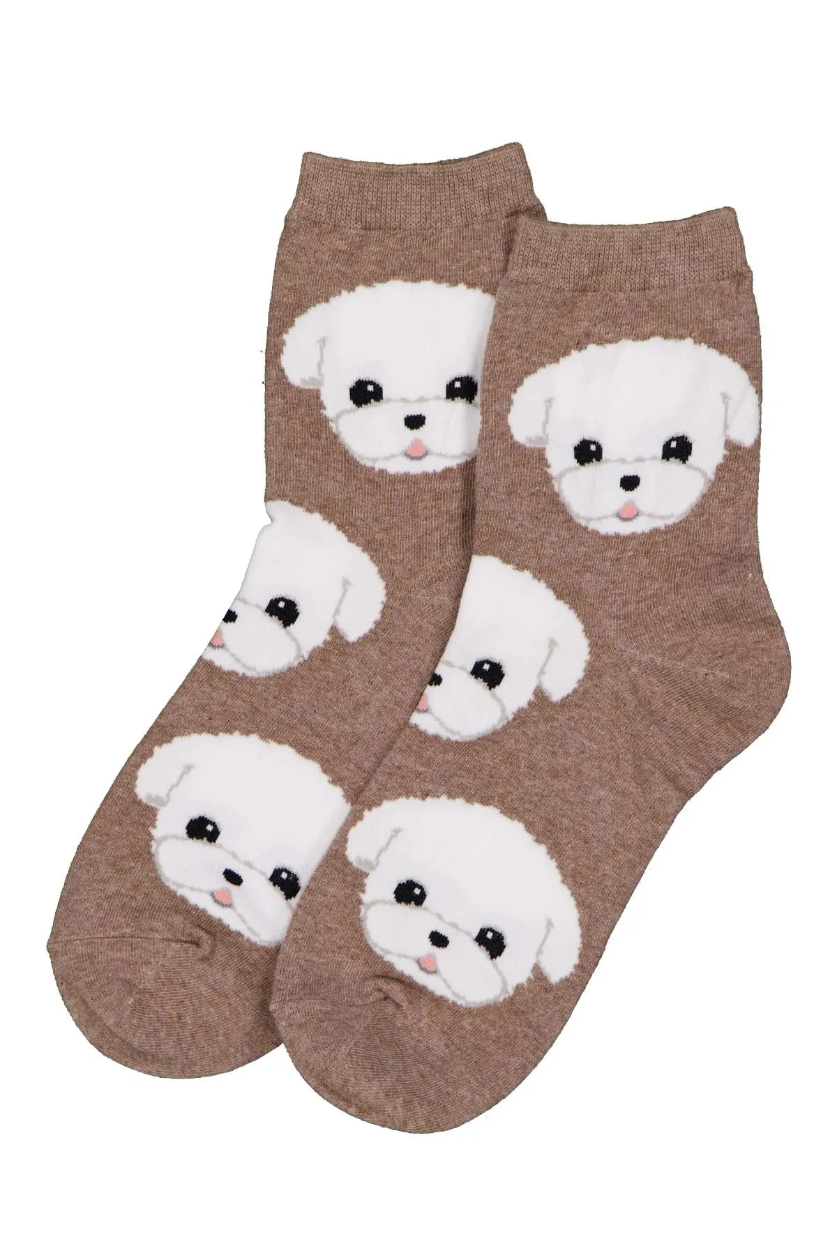 Dog Faces Socks Latte