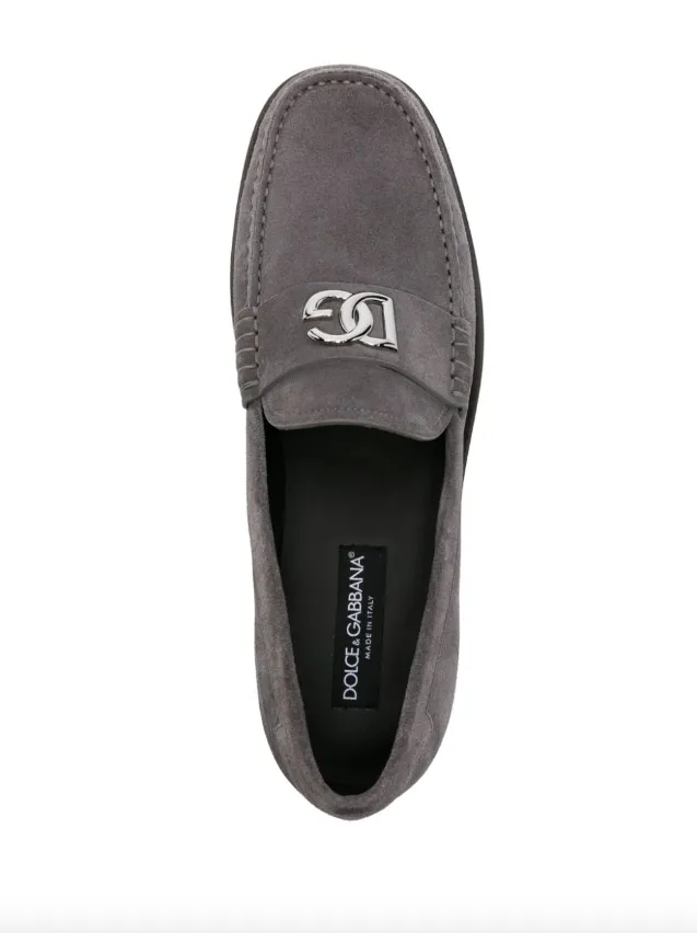 Dolce & Gabbana logo-plaque suede leather loafers