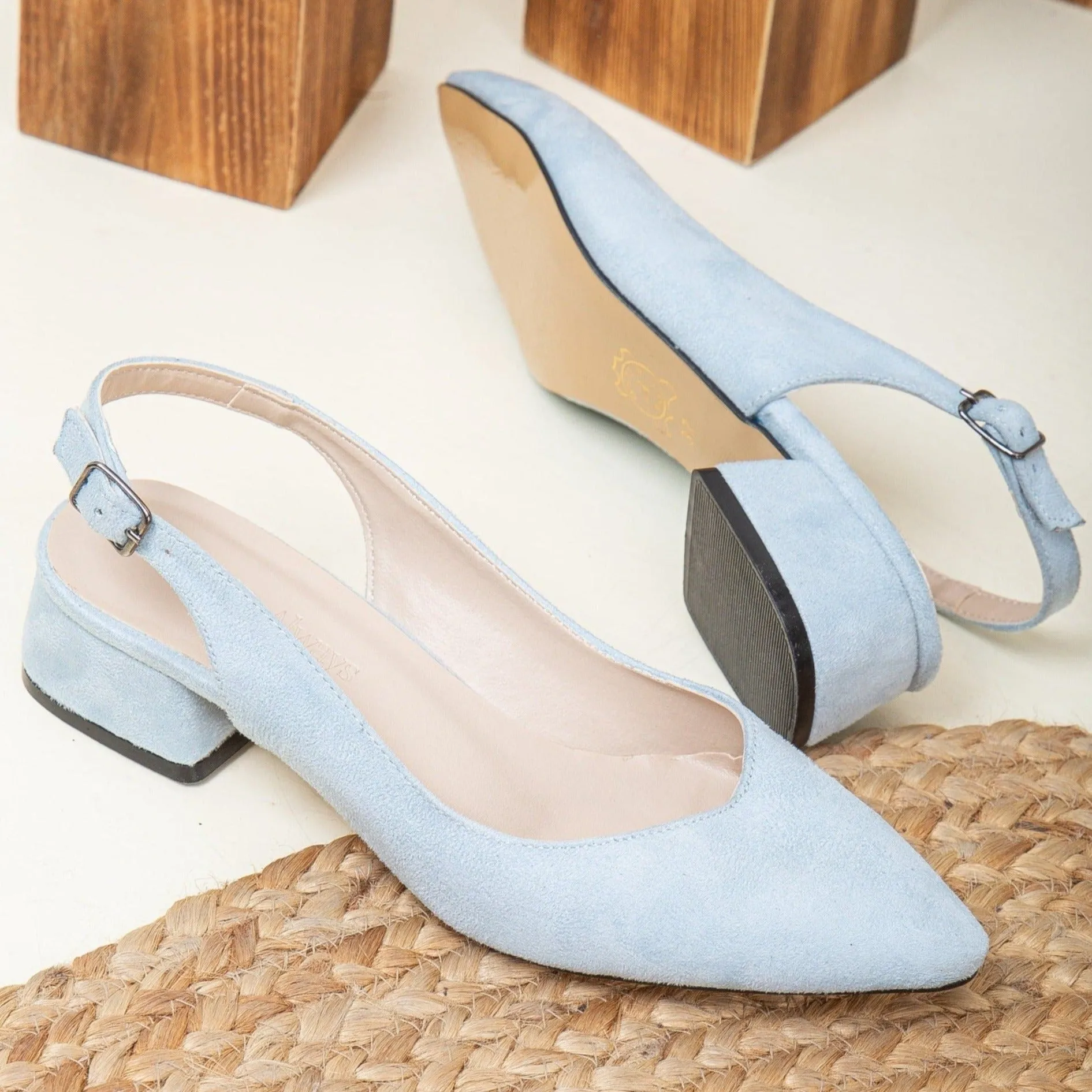 Emma - Baby Blue Wedding Slingback Shoes