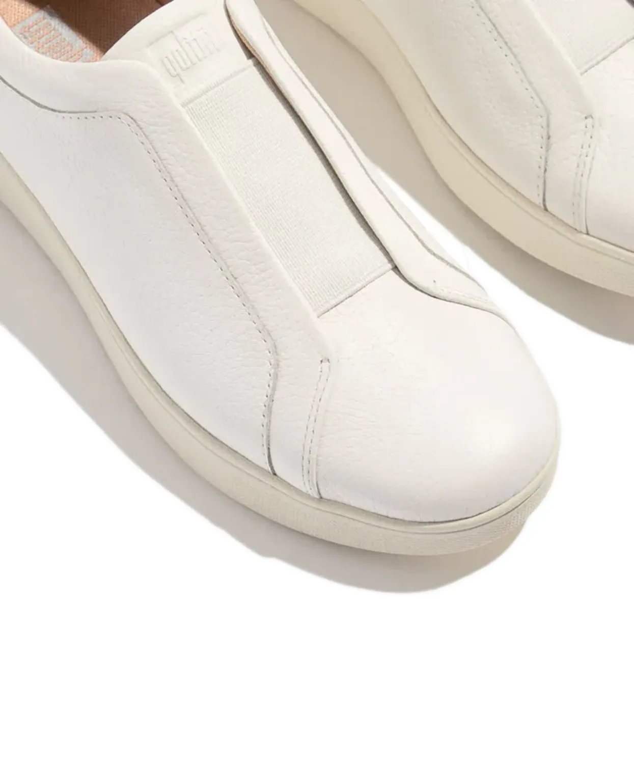 FitFlop Rally Elastic Tumbled-Leather Slip-On Sneakers White