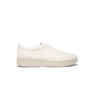 FitFlop Rally Elastic Tumbled-Leather Slip-On Sneakers White