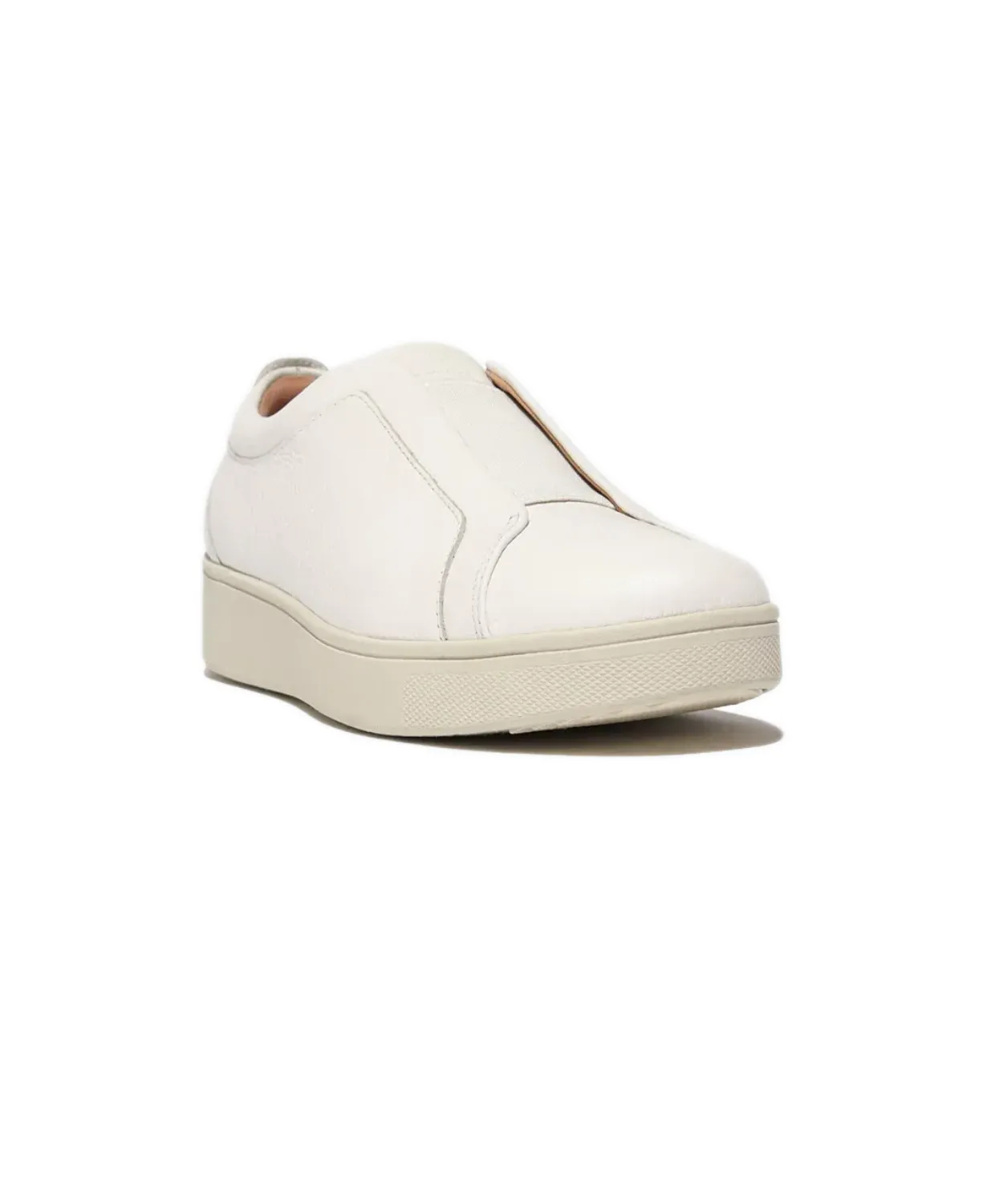 FitFlop Rally Elastic Tumbled-Leather Slip-On Sneakers White