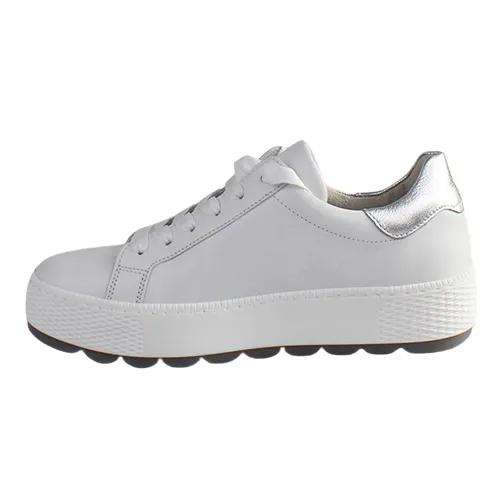 Gabor Ladies Platform Trainers - 46.058.50 - White / Silver