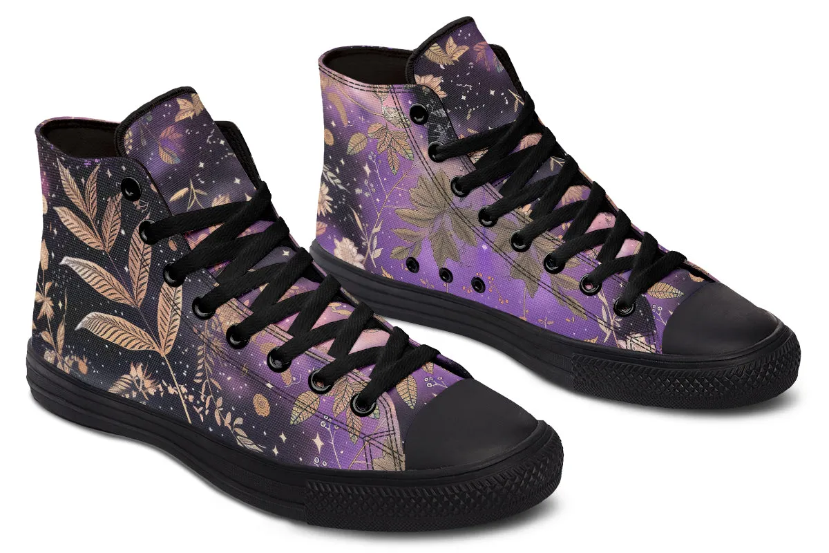 Galactic Bloom High Tops - Classic Premium Canvas Shoes with Comfortable and Durable Soles