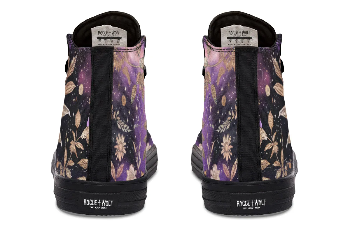 Galactic Bloom High Tops - Classic Premium Canvas Shoes with Comfortable and Durable Soles