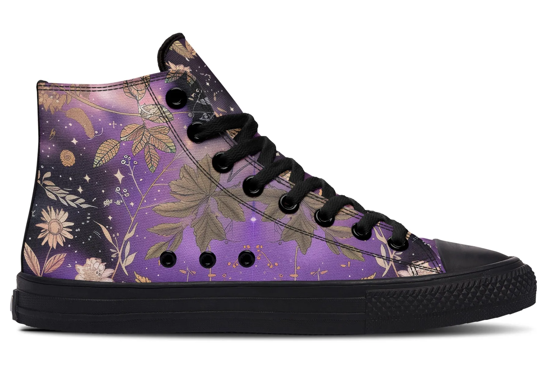 Galactic Bloom High Tops - Classic Premium Canvas Shoes with Comfortable and Durable Soles