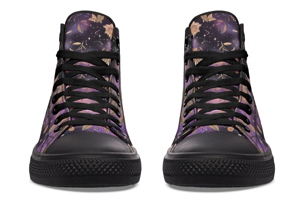 Galactic Bloom High Tops - Classic Premium Canvas Shoes with Comfortable and Durable Soles