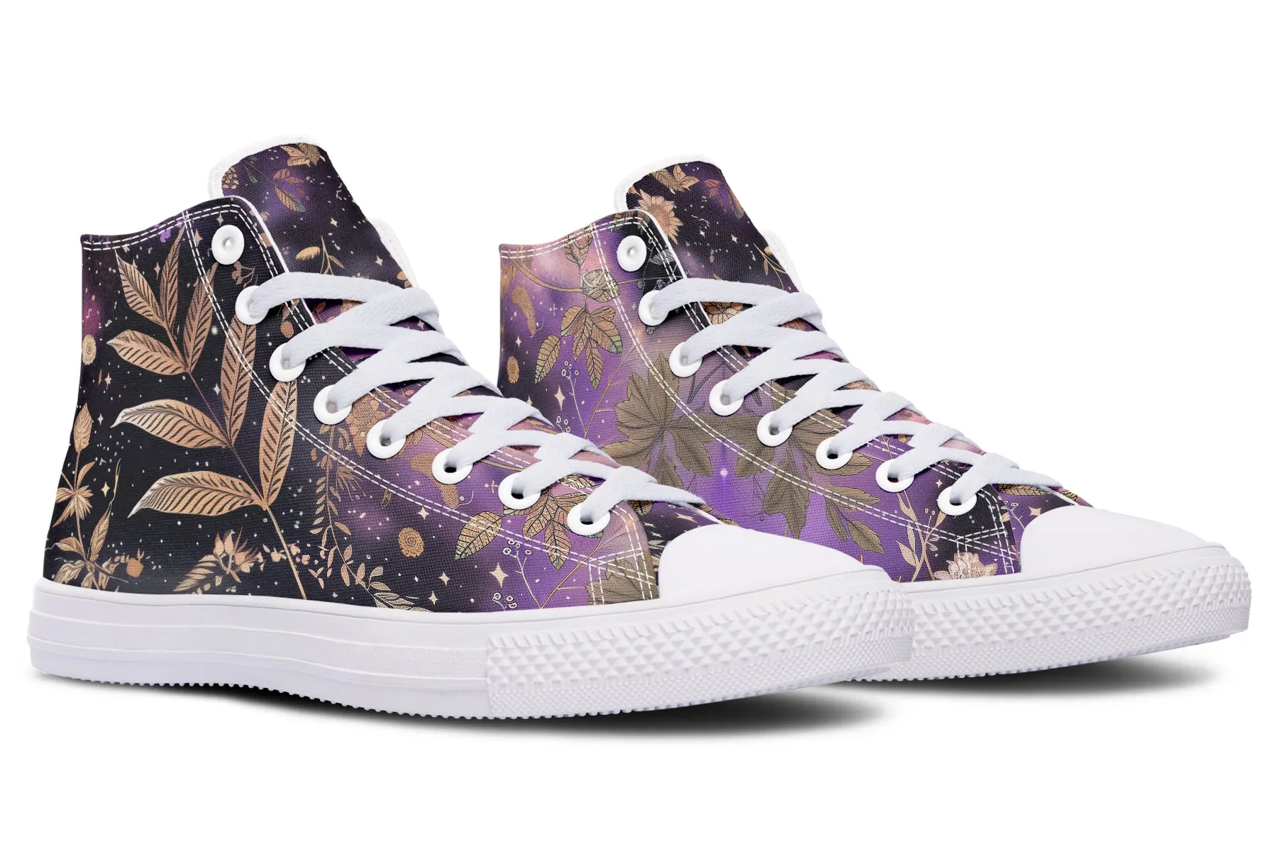 Galactic Bloom High Tops - Classic Premium Canvas Shoes with Comfortable and Durable Soles