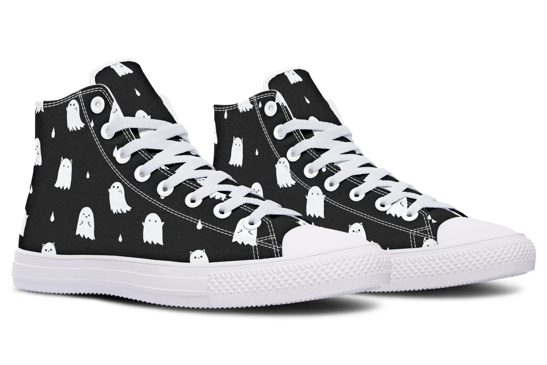 Ghost Party High Tops - Classic Premium Canvas Shoes with Comfortable and Durable Soles