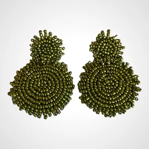 Green Large Beaded Earrings