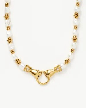 Harris Reed In Good Hands Chunky Beaded Gemstone Necklace | 18ct Gold Plated/Pearl