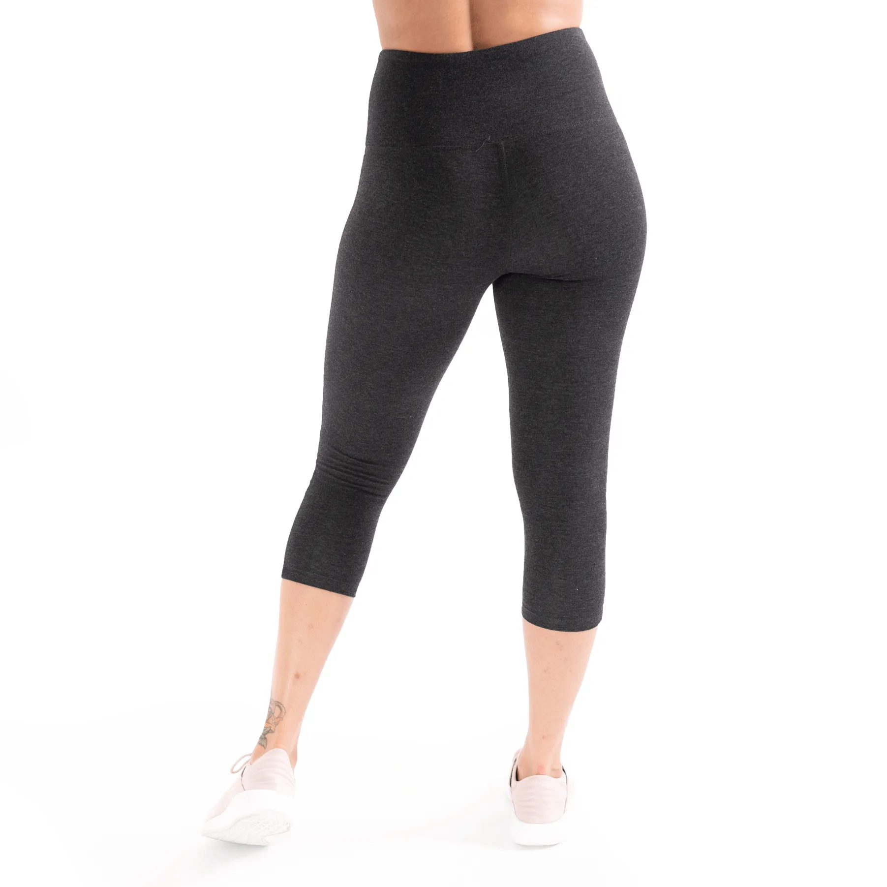 Heather Black Double Mesh Slits High Waist Leggings