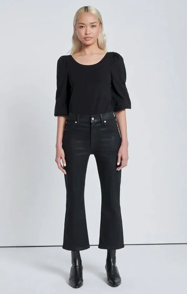 High Waist Slim Kick in Coated Black