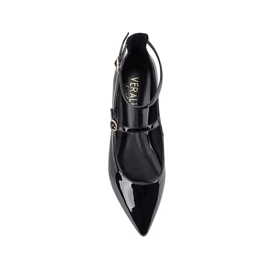 Issie Buckle Flats - Black Patent