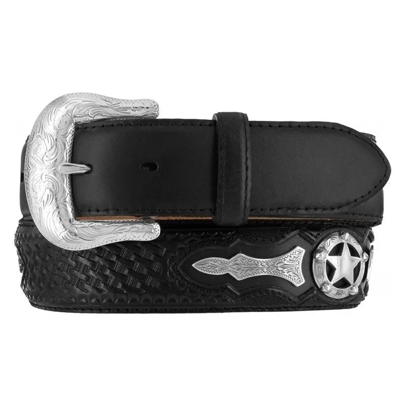 Justin® Men's Odessa Star Tooled Leather Western Belt