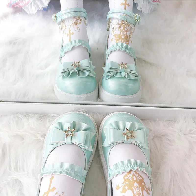 kawaii Lolita shoes Cute star buckle platform shoes Japanese uniform JK shoes sweet low heel Mary Jane shoes college girls shoes