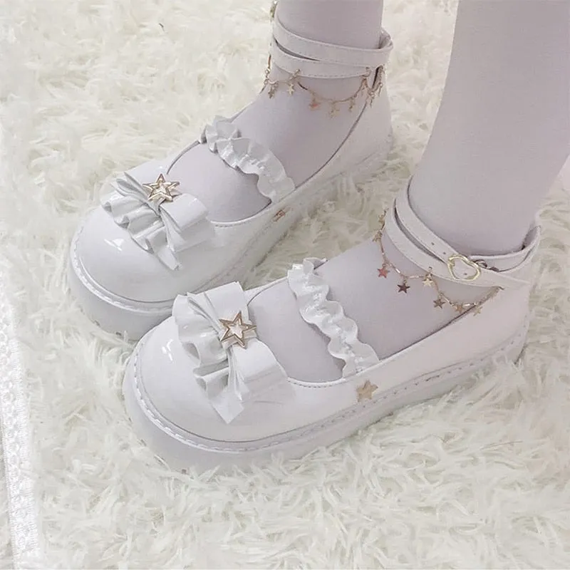 kawaii Lolita shoes Cute star buckle platform shoes Japanese uniform JK shoes sweet low heel Mary Jane shoes college girls shoes