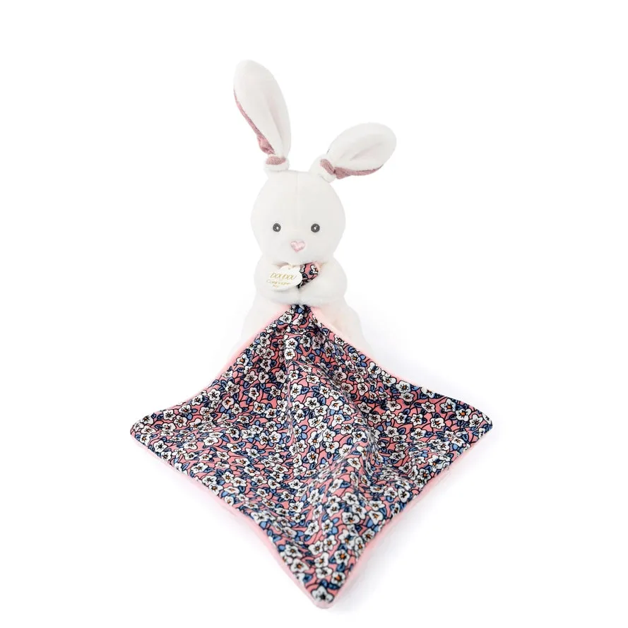 Liberty Print Pink Bunny Puppet with Blanket