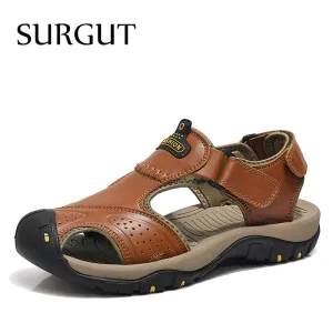 Men Summer Sandals Genuine Leather Brand New Beach Men Sandals Breathable Slippers High Quality Men Casual Shoes