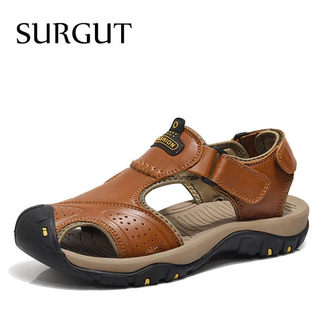 Men Summer Sandals Genuine Leather Brand New Beach Men Sandals Breathable Slippers High Quality Men Casual Shoes