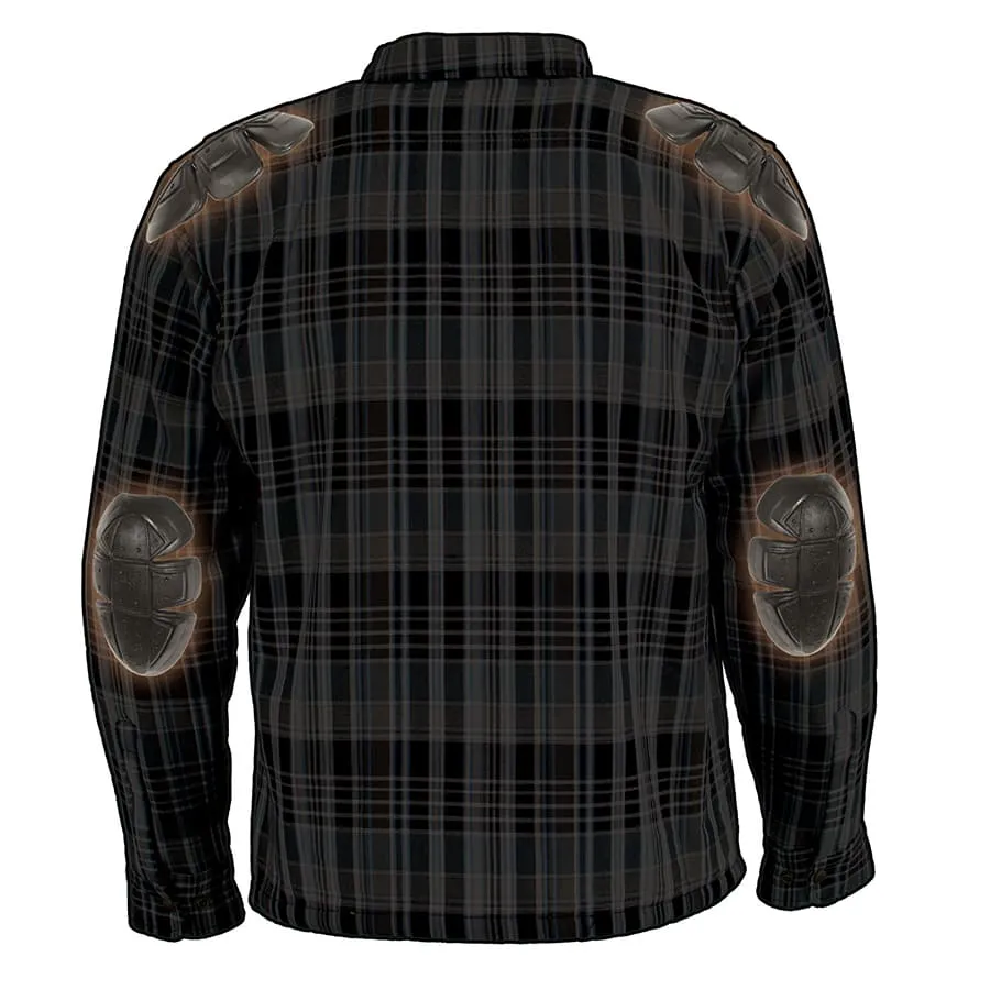 Men’s Armored Checkered Flannel Biker Shirt w/ Aramid® by DuPont™ Fibers