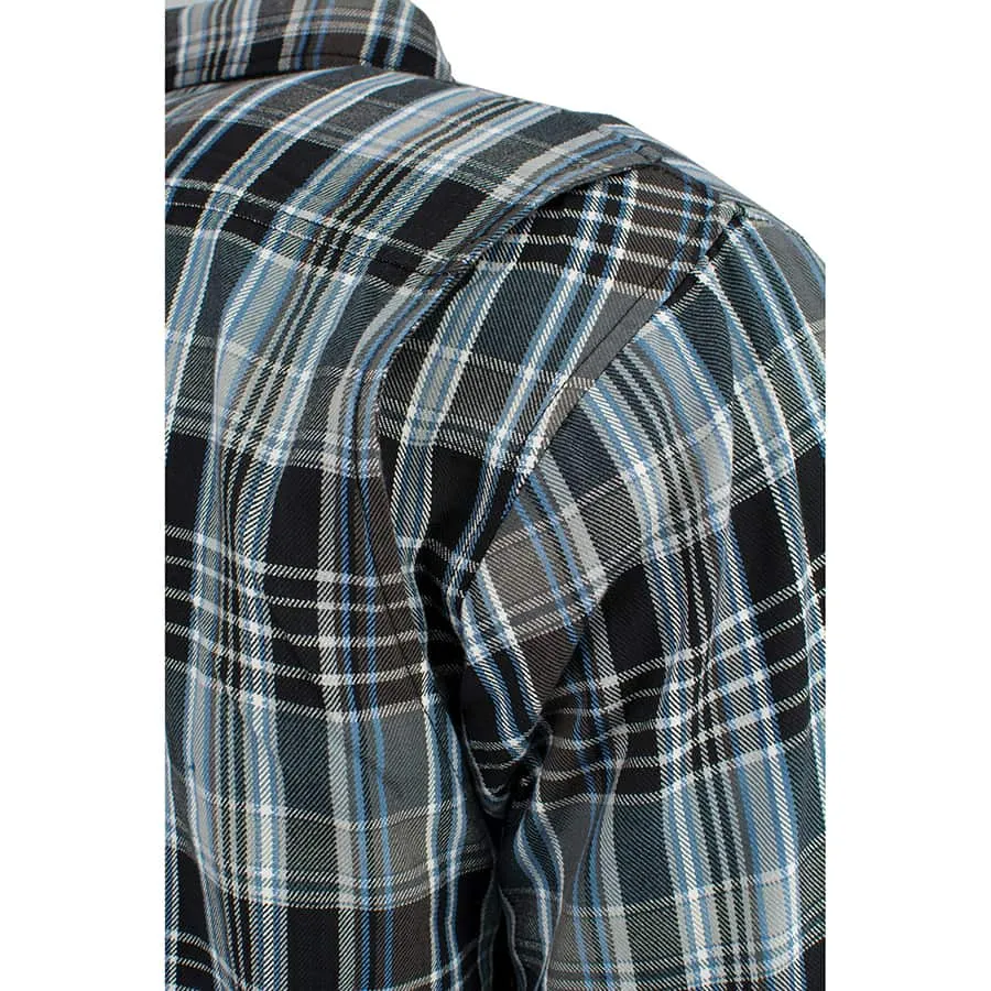 Men’s Armored Checkered Flannel Biker Shirt w/ Aramid® by DuPont™ Fibers