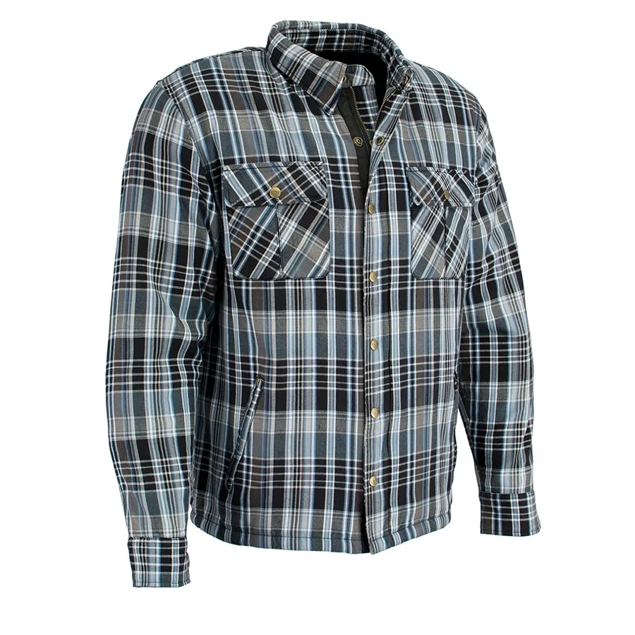 Men’s Armored Checkered Flannel Biker Shirt w/ Aramid® by DuPont™ Fibers