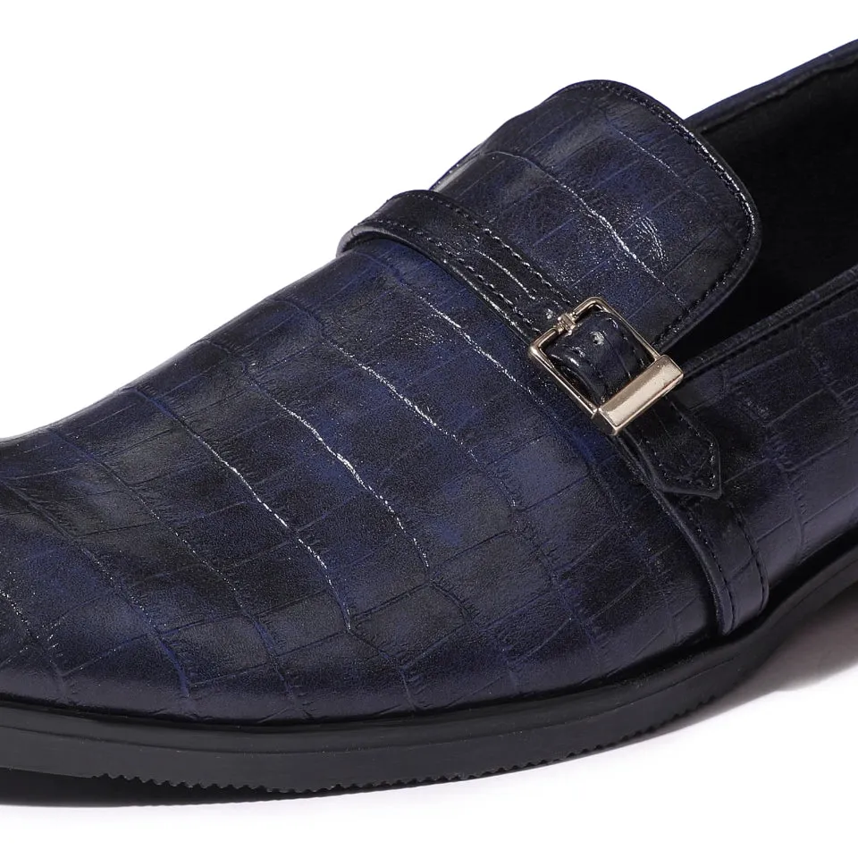 Morris- Blue Croco Belt Slipon