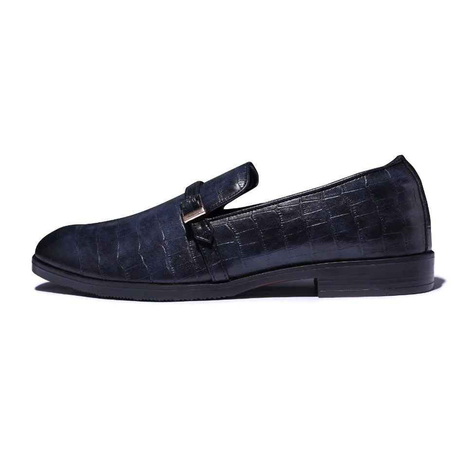 Morris- Blue Croco Belt Slipon