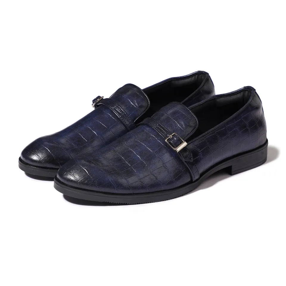 Morris- Blue Croco Belt Slipon