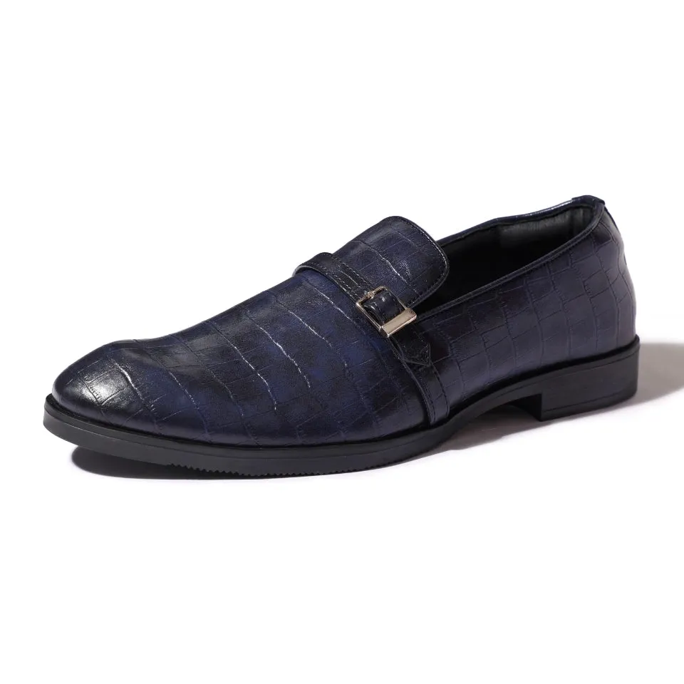 Morris- Blue Croco Belt Slipon