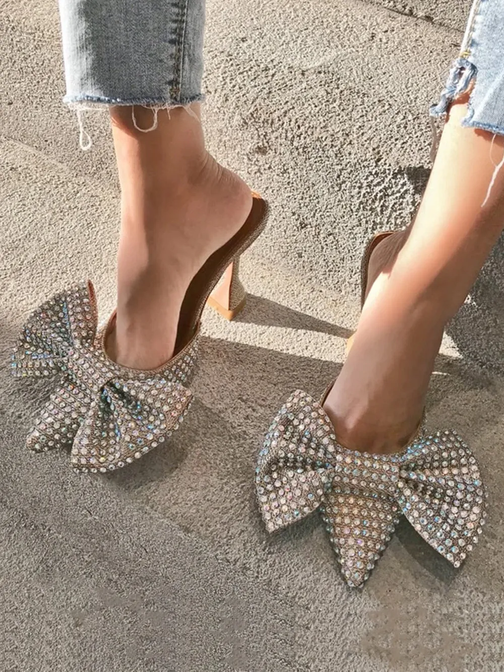 Pointed Toe Bow High Heels Pumps