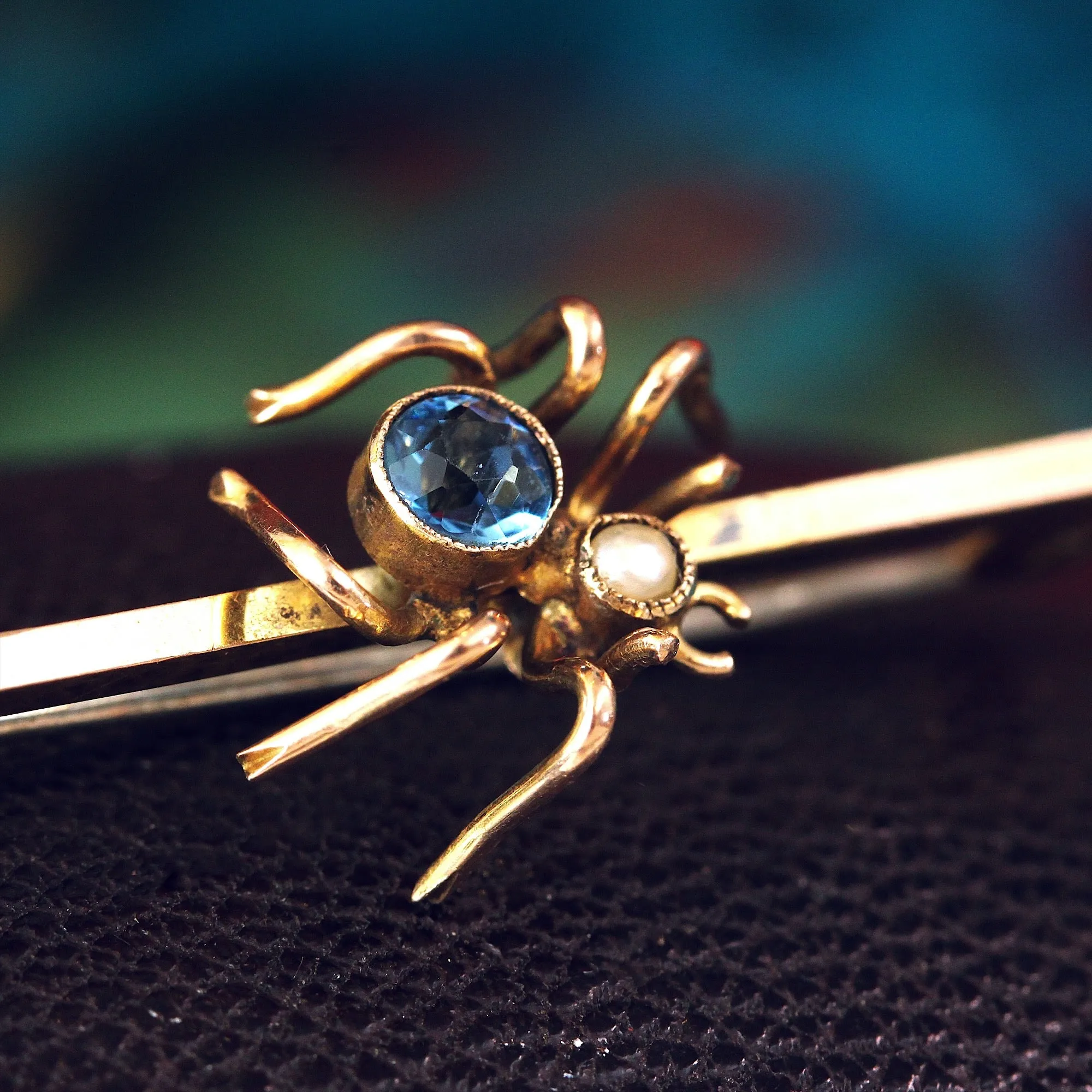 Quirky Edwardian Spider Bar Brooch