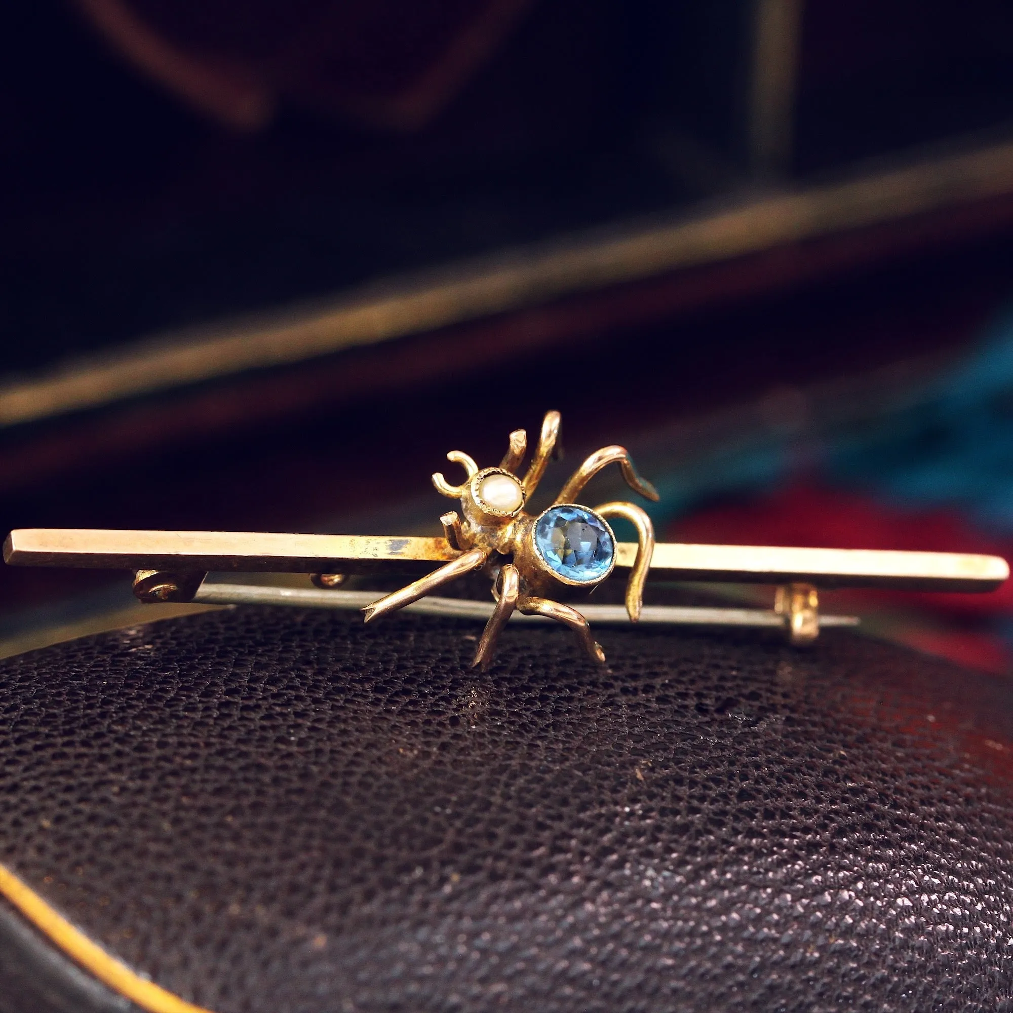 Quirky Edwardian Spider Bar Brooch