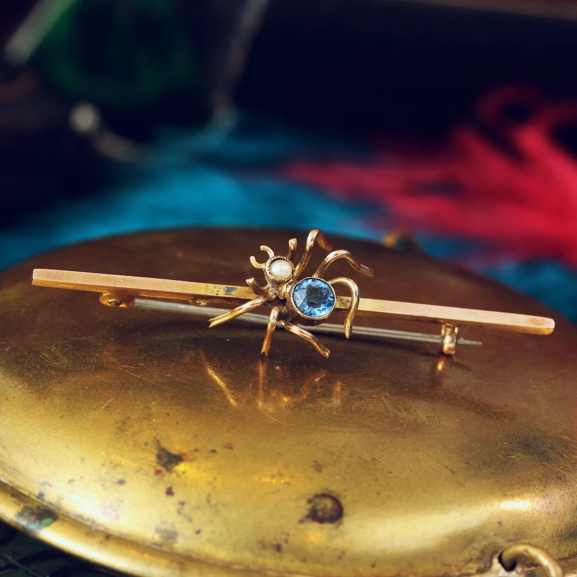 Quirky Edwardian Spider Bar Brooch