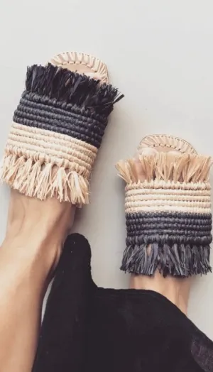 Raffia Slides - Contrast