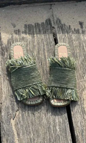 Raffia Slides - Green